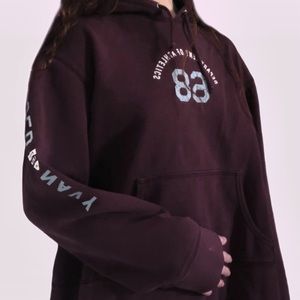 Y2K Dark Purple/Burgundy Hoodie w/ Light Blue Embellishments on The Front & Arm